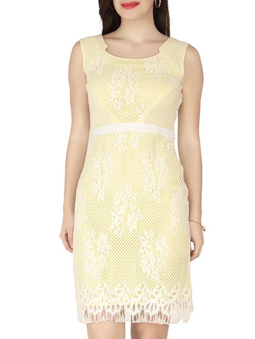 off white poly blend sheath dress - 10417745 - Standard Image - 1