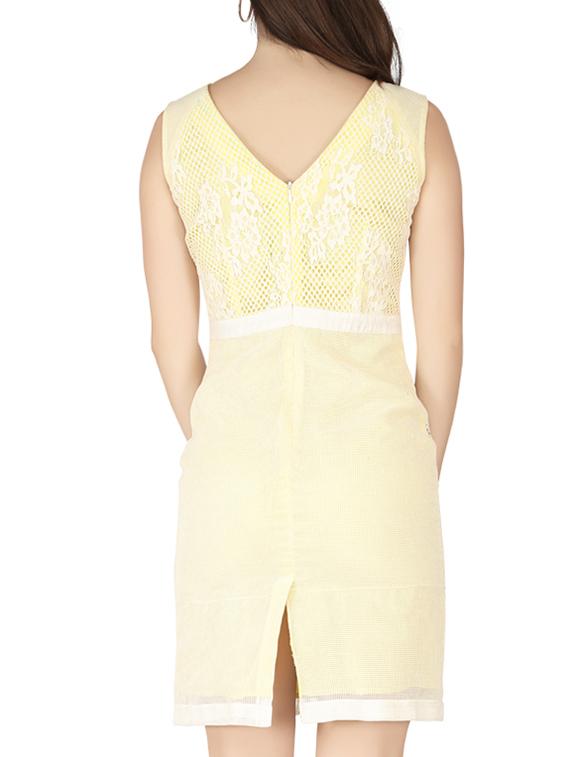 off white poly blend sheath dress - 10417745 - Zoom Image - 3