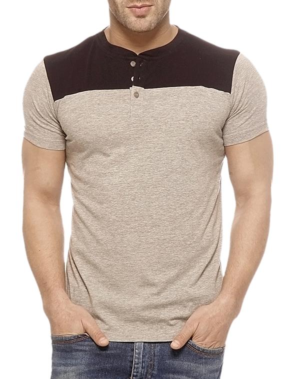 beige - brown colored, cotton tee- shirt - 10420724 - Zoom Image - 1