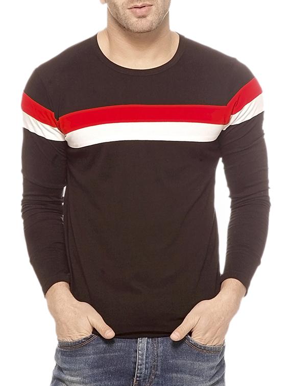 brown striped cotton t-shirt - 10420754 - Zoom Image - 1