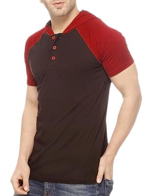 brown cotton color block t-shirt - 10420782 - Standard Image - 2