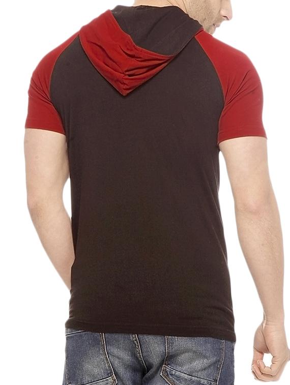 brown cotton color block t-shirt - 10420782 - Zoom Image - 3