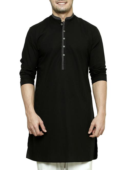 black cotton kurta - 10421698 - Very Small Image - 1