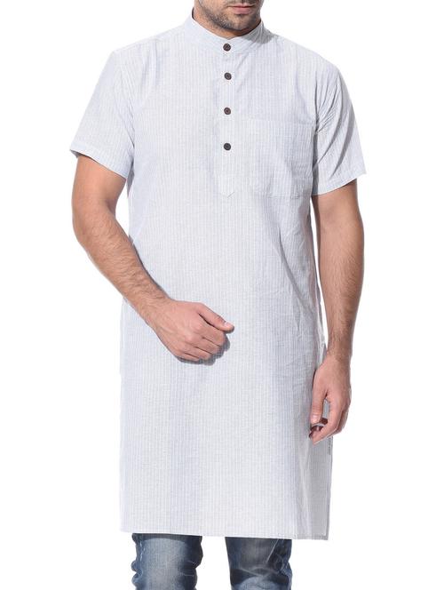 grey cotton long kurta - 10427484 - Very Small Image - 1