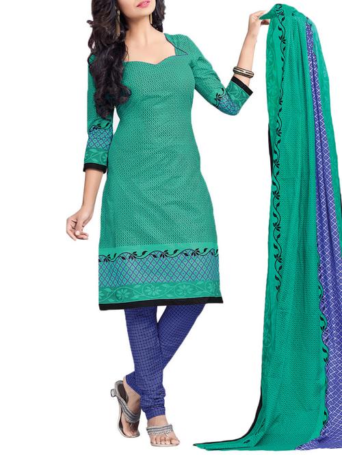 green cotton unstitched suit - 10432892 - Very Small Image - 1