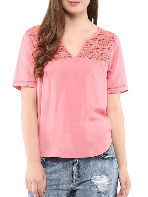 lace panel solid top - 10438421 - Standard Image - 1