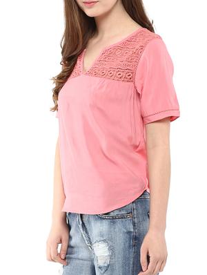 lace panel solid top - 10438421 - Standard Image - 2