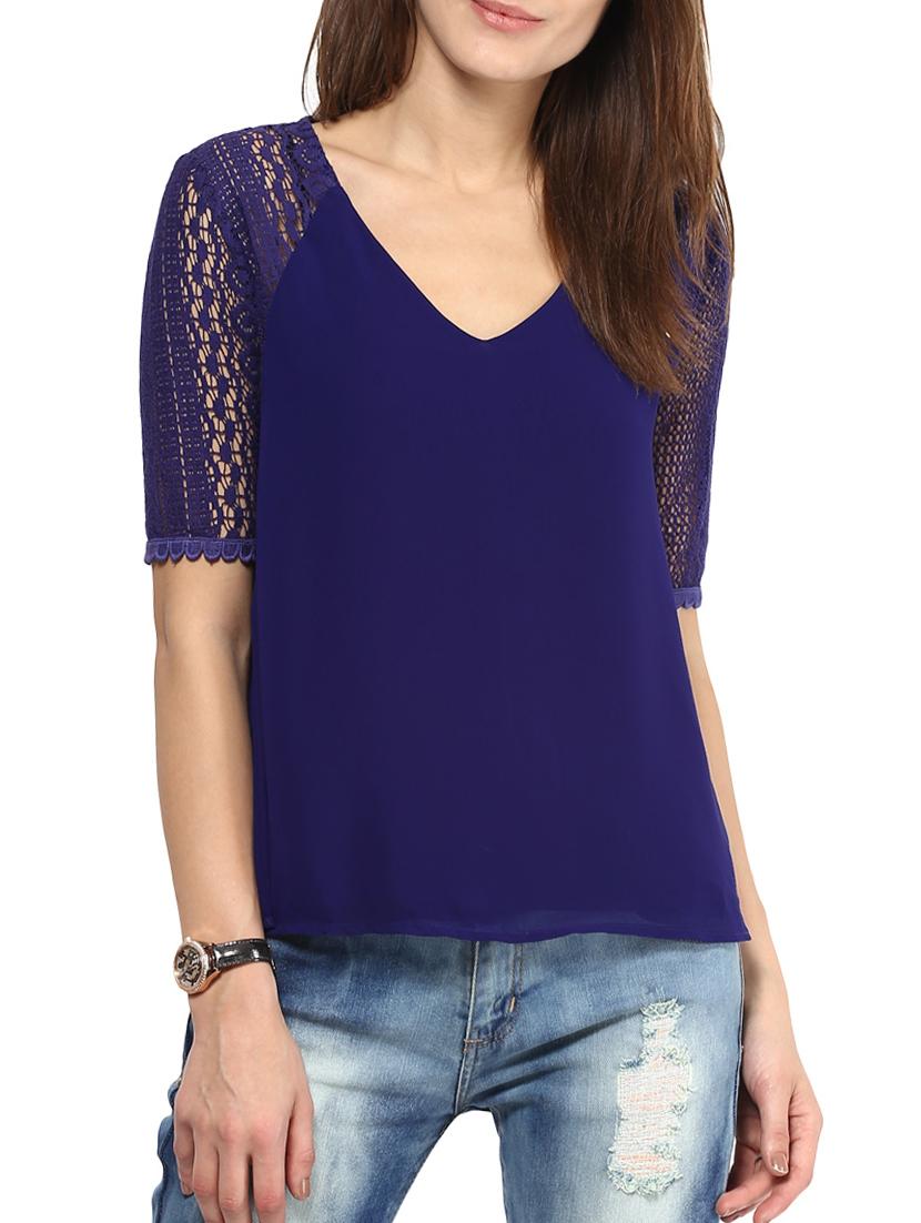lace panel solid top - 10438488 - Zoom Image - 1