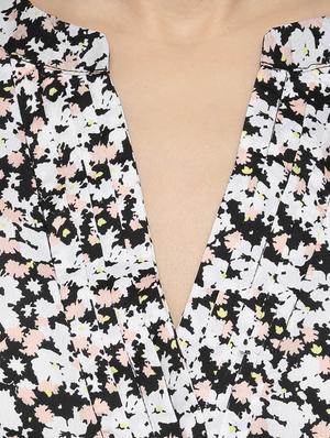 mandarin neck pleat detail top - 10438507 - Standard Image - 4