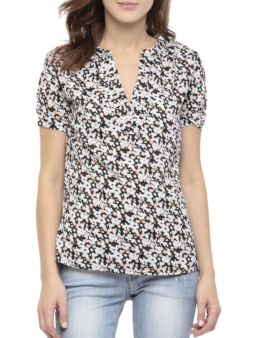 mandarin neck pleat detail top - 10438507 - Zoom Image - 1