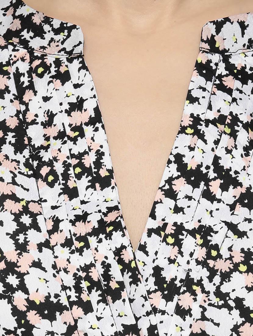 mandarin neck pleat detail top - 10438507 - Zoom Image - 4