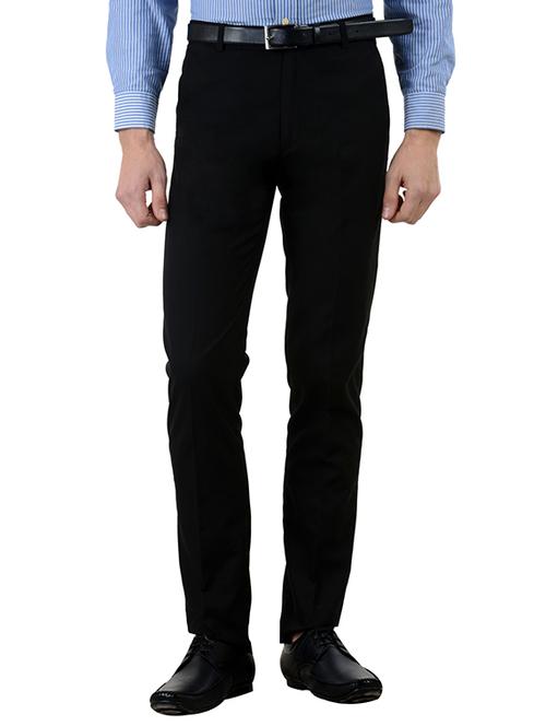 black cotton flat front formal trouser - 10439547 - Standard Image - 1