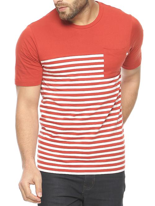 rust striped cotton t-shirt - 10445005 - Standard Image - 1