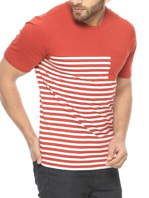 rust striped cotton t-shirt - 10445005 - Standard Image - 2