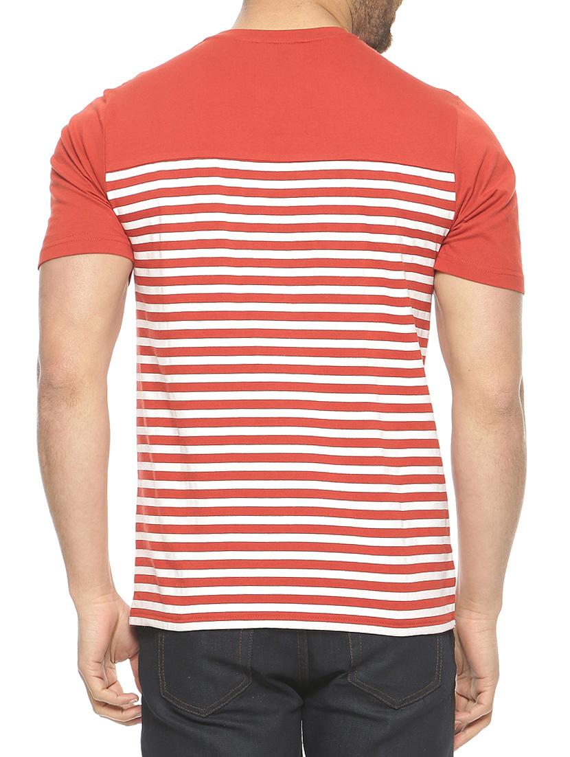 rust striped cotton t-shirt - 10445005 - Zoom Image - 3