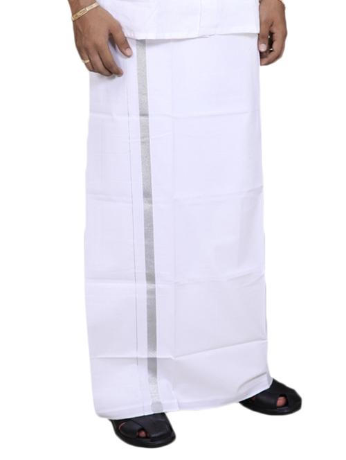 white cotton dhoti - 10448406 - Standard Image - 1