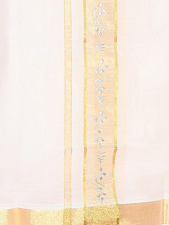 fashionkiosks men's traditional cream colour gold jari with silver embroiding dhoti - 10448411 - Zoom Image - 2