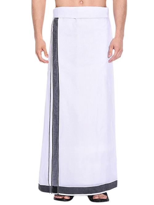 white cotton lungi - 10448415 - Standard Image - 1
