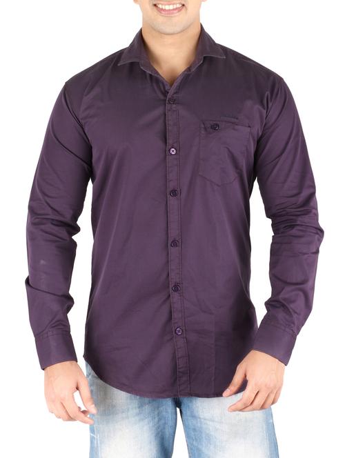 purple cotton casual shirt - 10449247 - Standard Image - 1