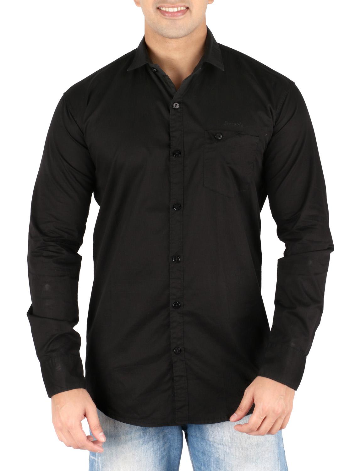 black cotton casual shirt - 10449248 - Zoom Image - 1