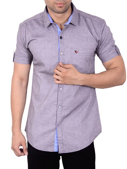 purple solid casual shirt - 10454662 - Standard Image - 1