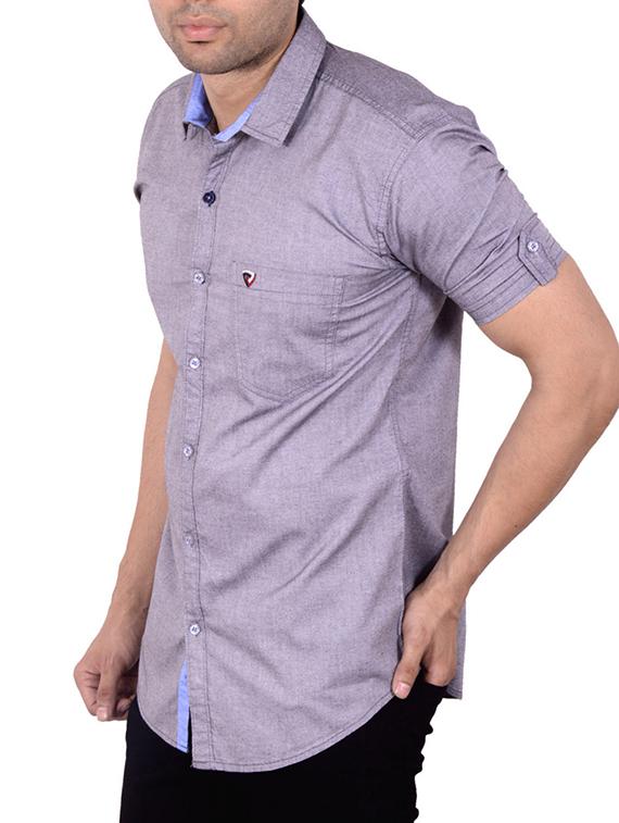 purple solid casual shirt - 10454662 - Zoom Image - 2