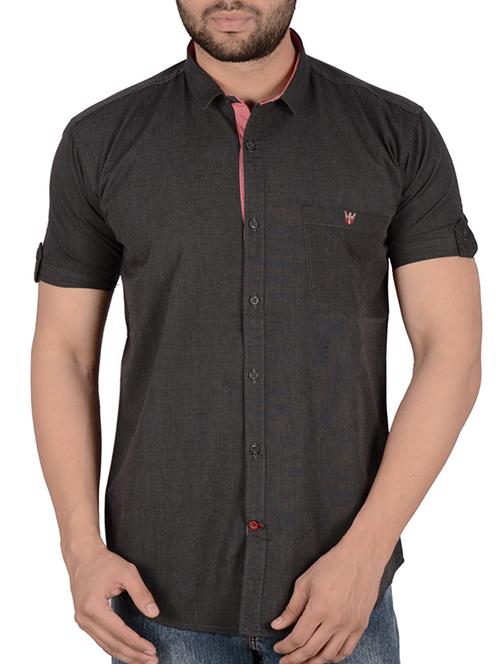 black cotton casual shirt - 10455327 - Standard Image - 1
