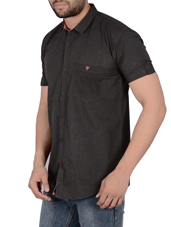 black cotton casual shirt - 10455327 - Zoom Image - 2