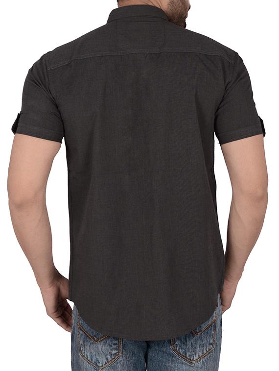 black cotton casual shirt - 10455327 - Zoom Image - 3
