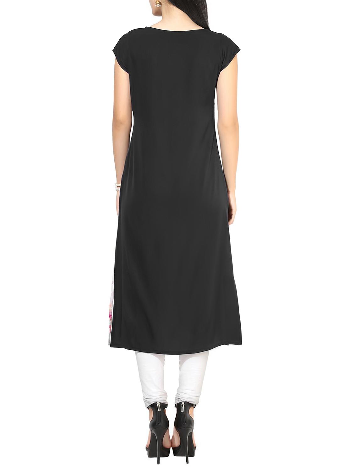 ziyaa white color boat neck faux crepe kurta - 10457504 - Zoom Image - 3