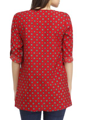 key hole front roll up sleeved top - 10460920 - Standard Image - 3