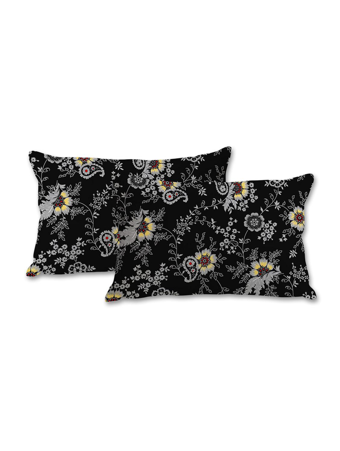 black paisley floral print pillow cover - 10462330 - Zoom Image - 1
