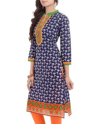 blue cotton kurti - 10463380 - Standard Image - 2