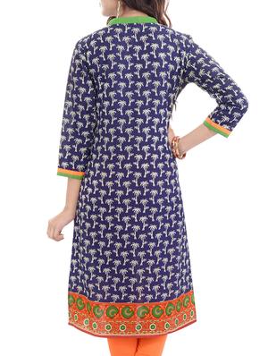blue cotton kurti - 10463380 - Standard Image - 3