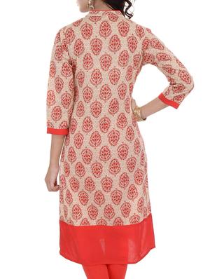 orange cotton kurta - 10463389 - Standard Image - 3