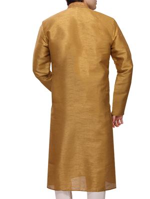 dark gold silk kurta - 10465100 - Standard Image - 3