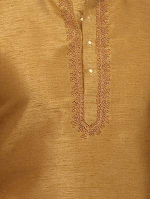 dark gold silk kurta - 10465100 - Standard Image - 4