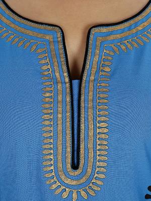 blue cotton straight kurta - 10474167 - Standard Image - 4