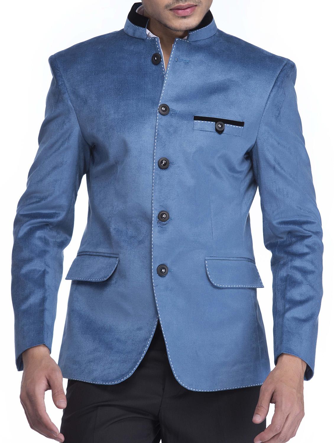 blue velvet casual blazer - 10476354 - Zoom Image - 1
