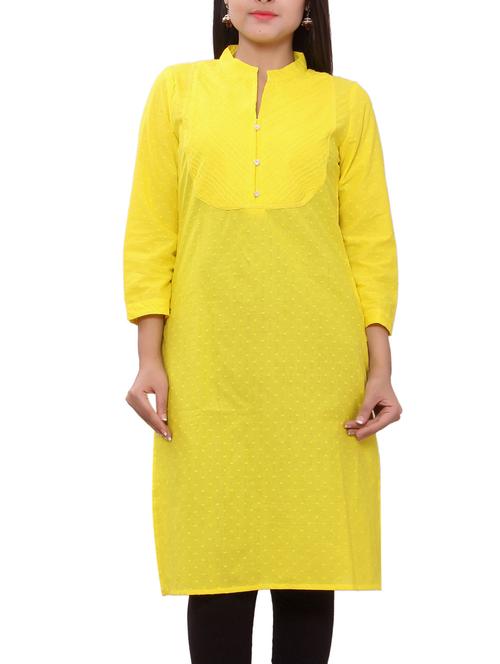 yellow cotton kurta - 10481975 - Standard Image - 1