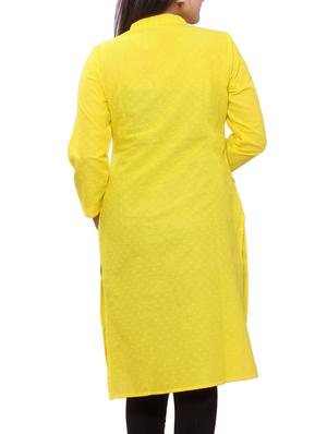 yellow cotton kurta - 10481975 - Standard Image - 3
