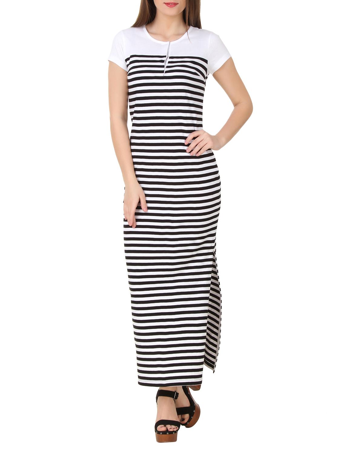 side slit striped maxi dress - 10485200 - Zoom Image - 1