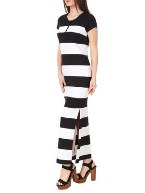 side slit stripped maxi dress - 10485202 - Standard Image - 2