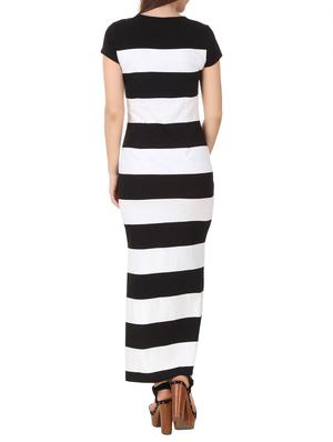 side slit stripped maxi dress - 10485202 - Standard Image - 3