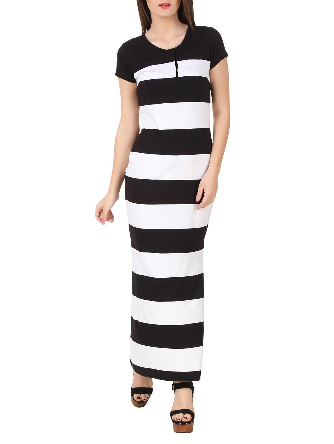 side slit stripped maxi dress - 10485202 - Zoom Image - 1