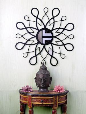 hosley decorative optical art pattern iron wall mirror - 10501876 - Standard Image - 2