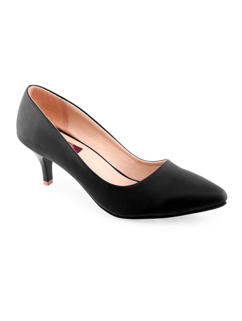 black leatherette pumps