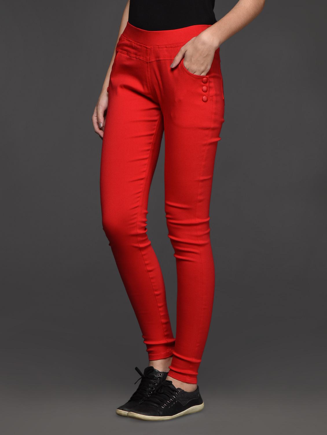 plain cotton blend jeggings - 1050659 - Zoom Image - 2