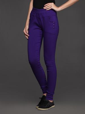 plain cotton blend jeggings - 1050660 - Standard Image - 2