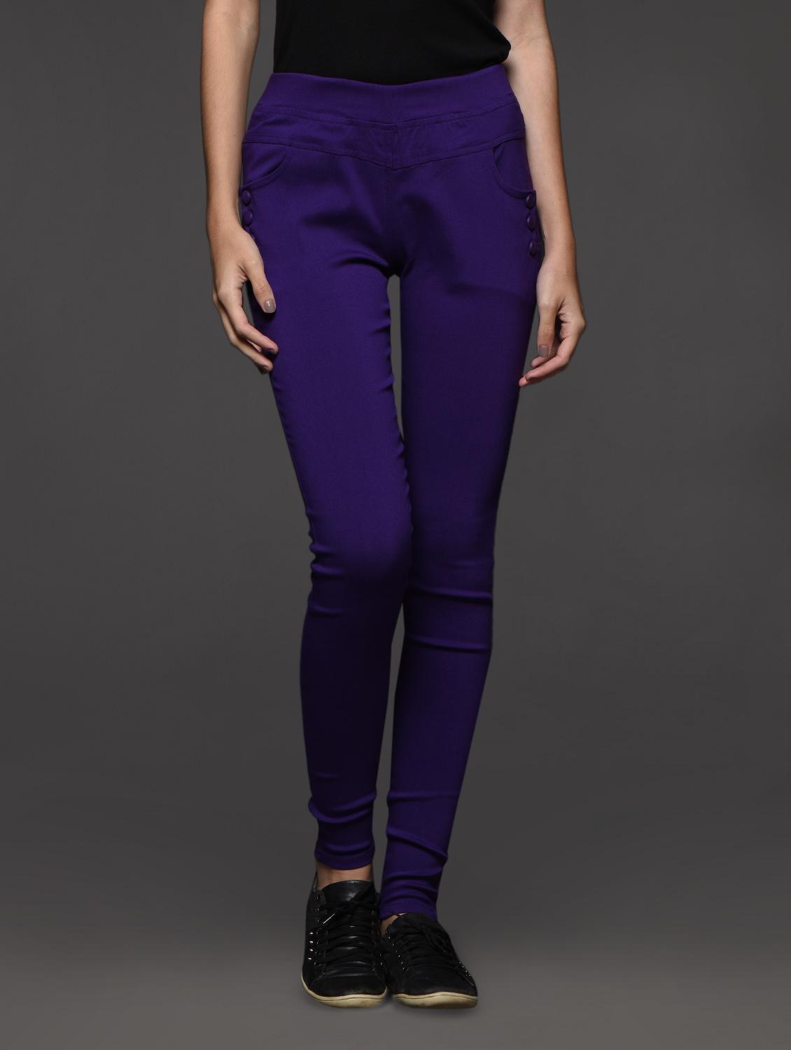 plain cotton blend jeggings 